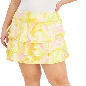 Ideology women’s Plus Size Whirl Lemon Print Flounce Skort